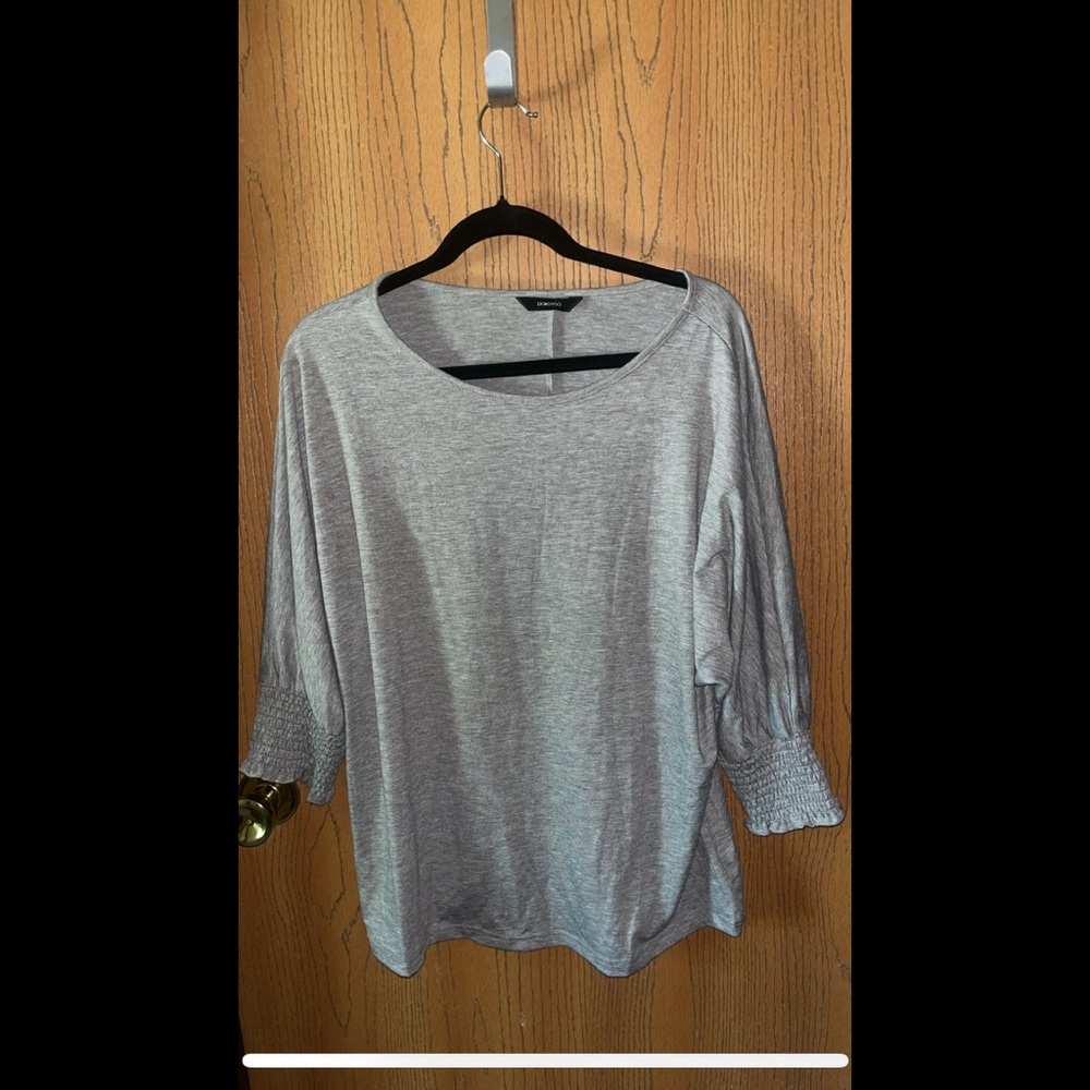 Gray Ribbed Relaxed Blouse